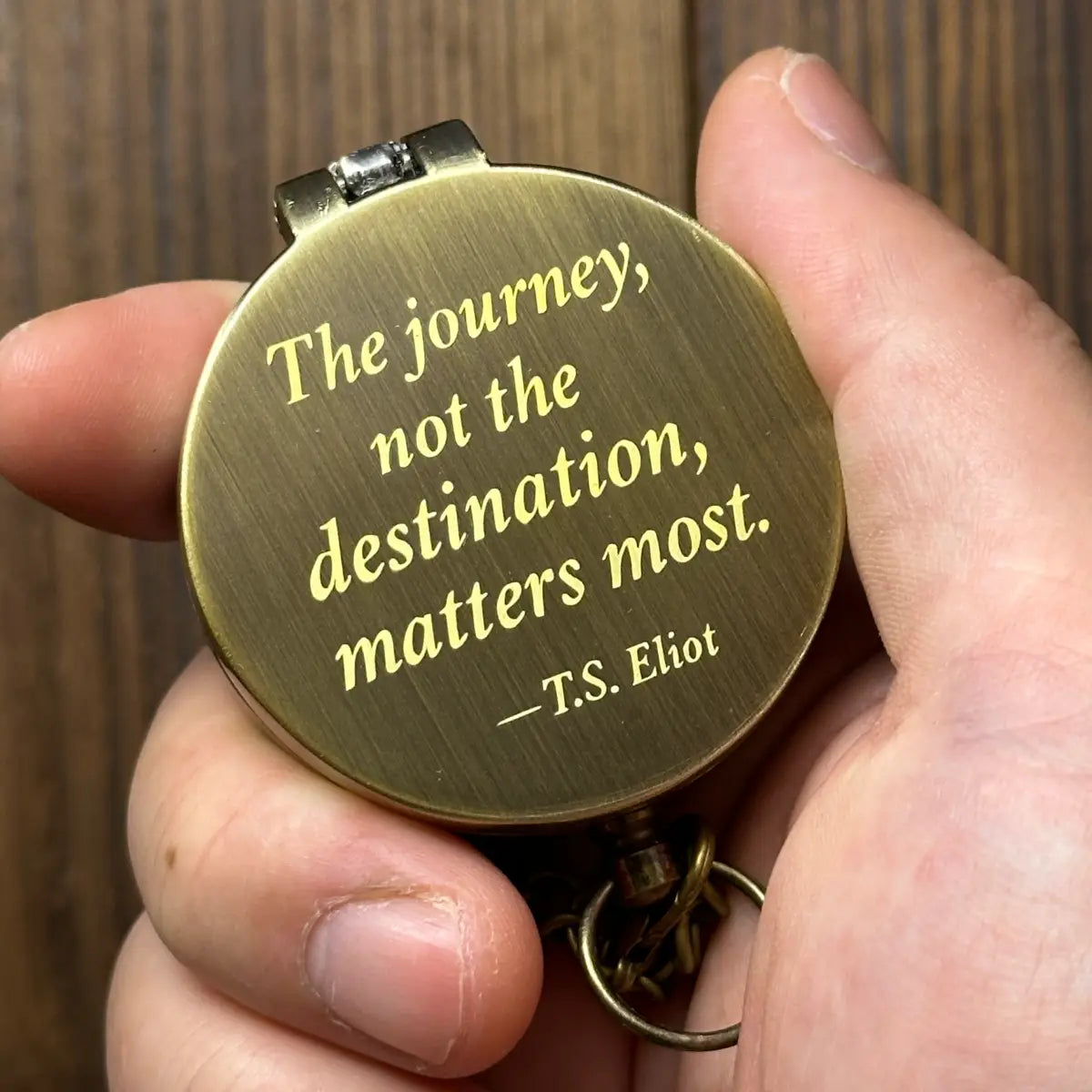 Inspirational Quote Engraved Compass "The Journey Not The Destination" | Graduation Gift for Him, Son | Retirement Gift | Custom Photo | Brass Working Compass