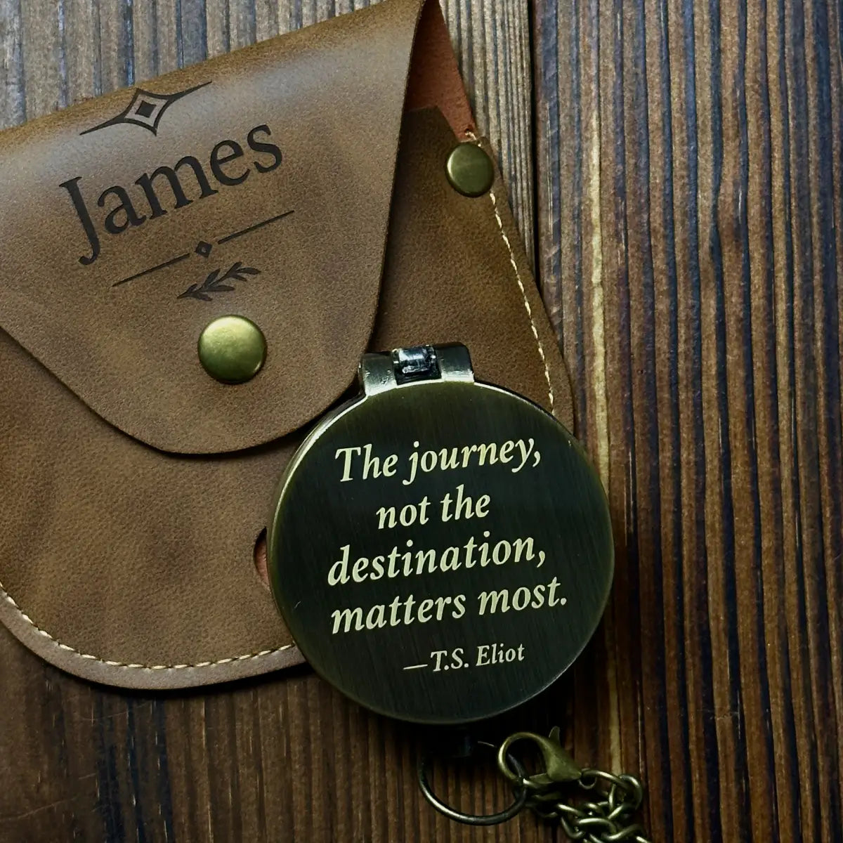 Inspirational Quote Engraved Compass "The Journey Not The Destination" | Graduation Gift for Him, Son | Retirement Gift | Custom Photo | Brass Working Compass