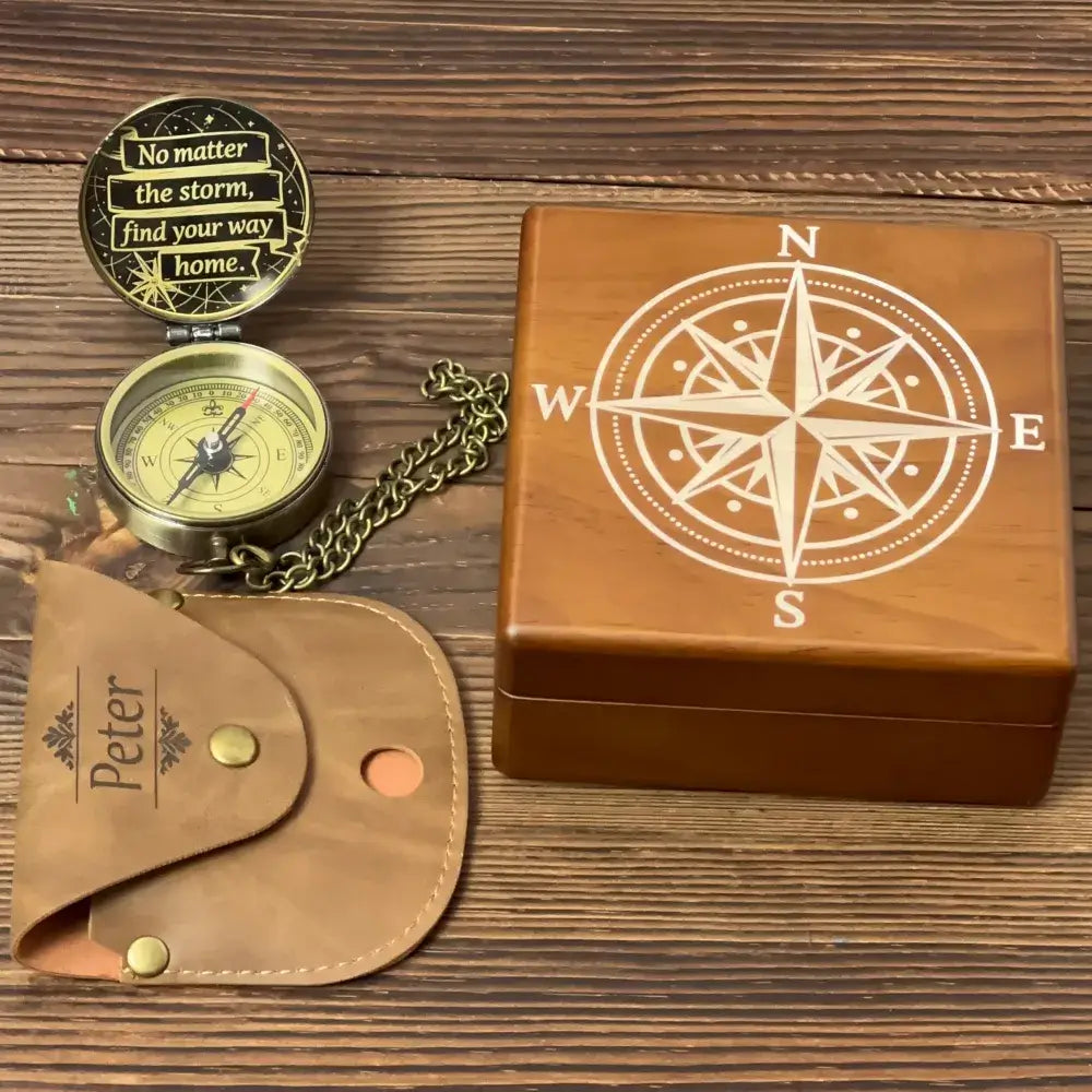 Gift for Son Leaving Home Personalized Brass Compass – Engraved Quote "Find Your Way Home", Gift from Parents, Inspirational Keepsake