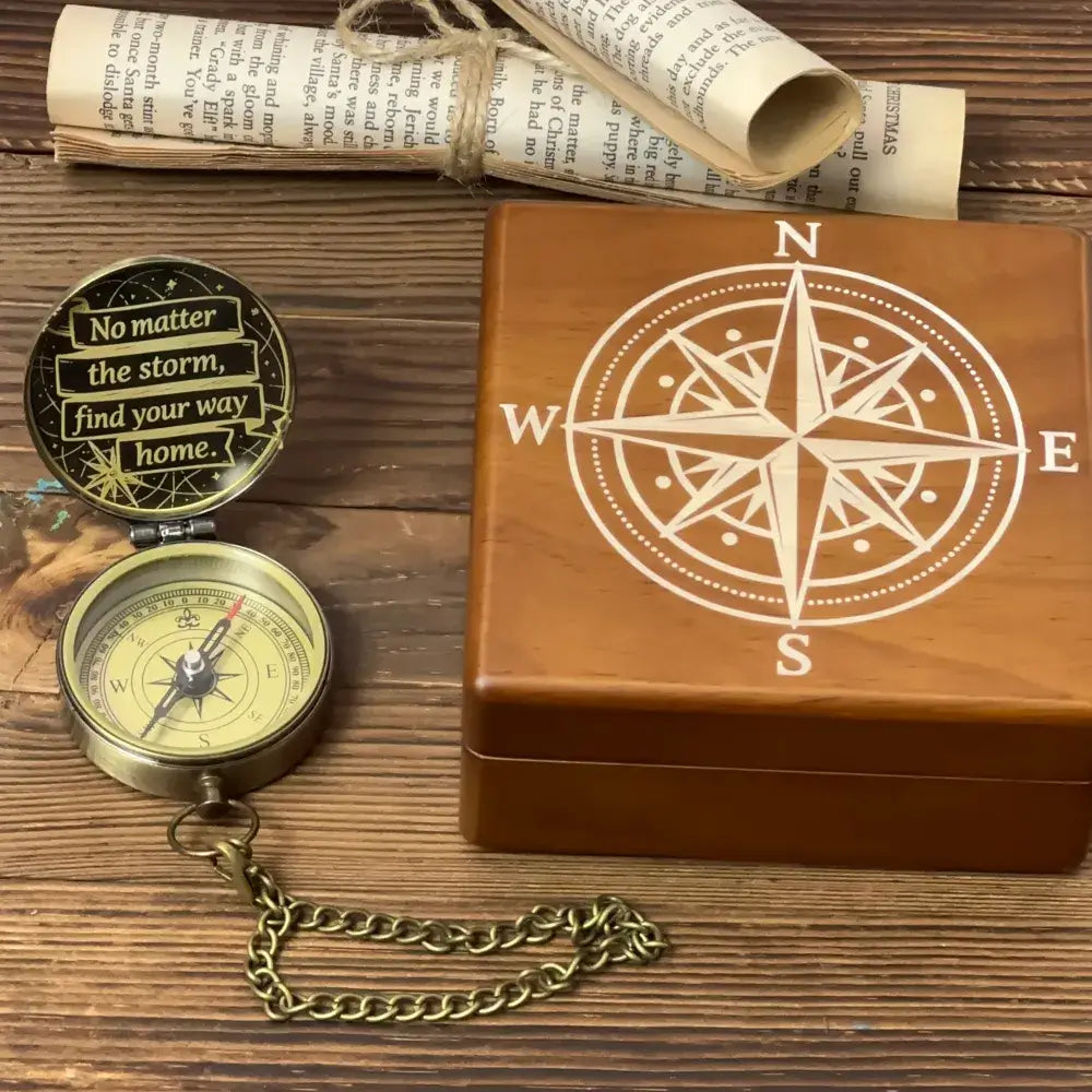 Gift for Son Leaving Home Personalized Brass Compass – Engraved Quote "Find Your Way Home", Gift from Parents, Inspirational Keepsake