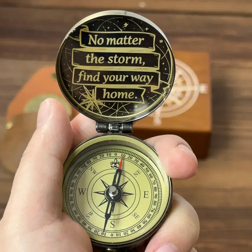 Gift for Son Leaving Home Personalized Brass Compass – Engraved Quote "Find Your Way Home", Gift from Parents, Inspirational Keepsake