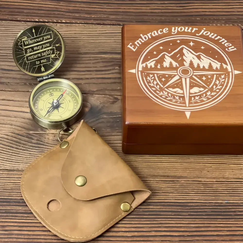 Personalized Gift for Son Leaving for College Engraved Brass Compass – "Return Safely To Me", Gift from Mom, Dad, Keepsake of Love