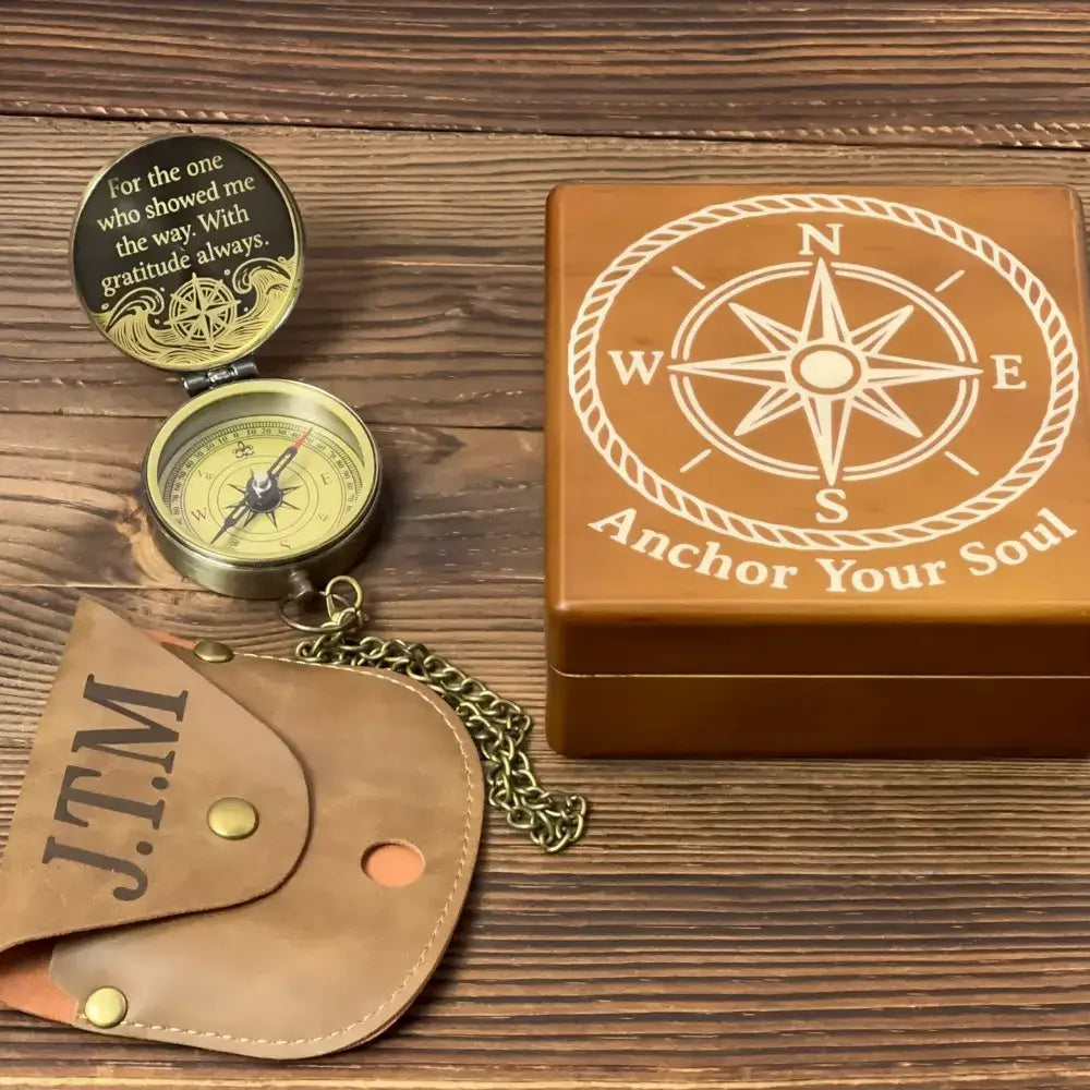 Gift for Dad Personalized Brass Compass Engraved "Showed Me The Way" – Father's Day Gift, Mentor Appreciation Keepsake