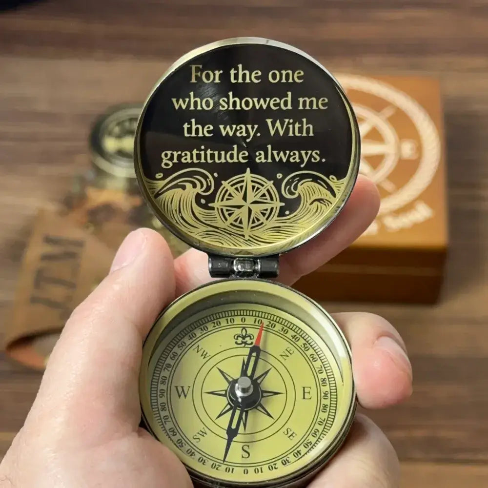 Gift for Dad Personalized Brass Compass Engraved "Showed Me The Way" – Father's Day Gift, Mentor Appreciation Keepsake