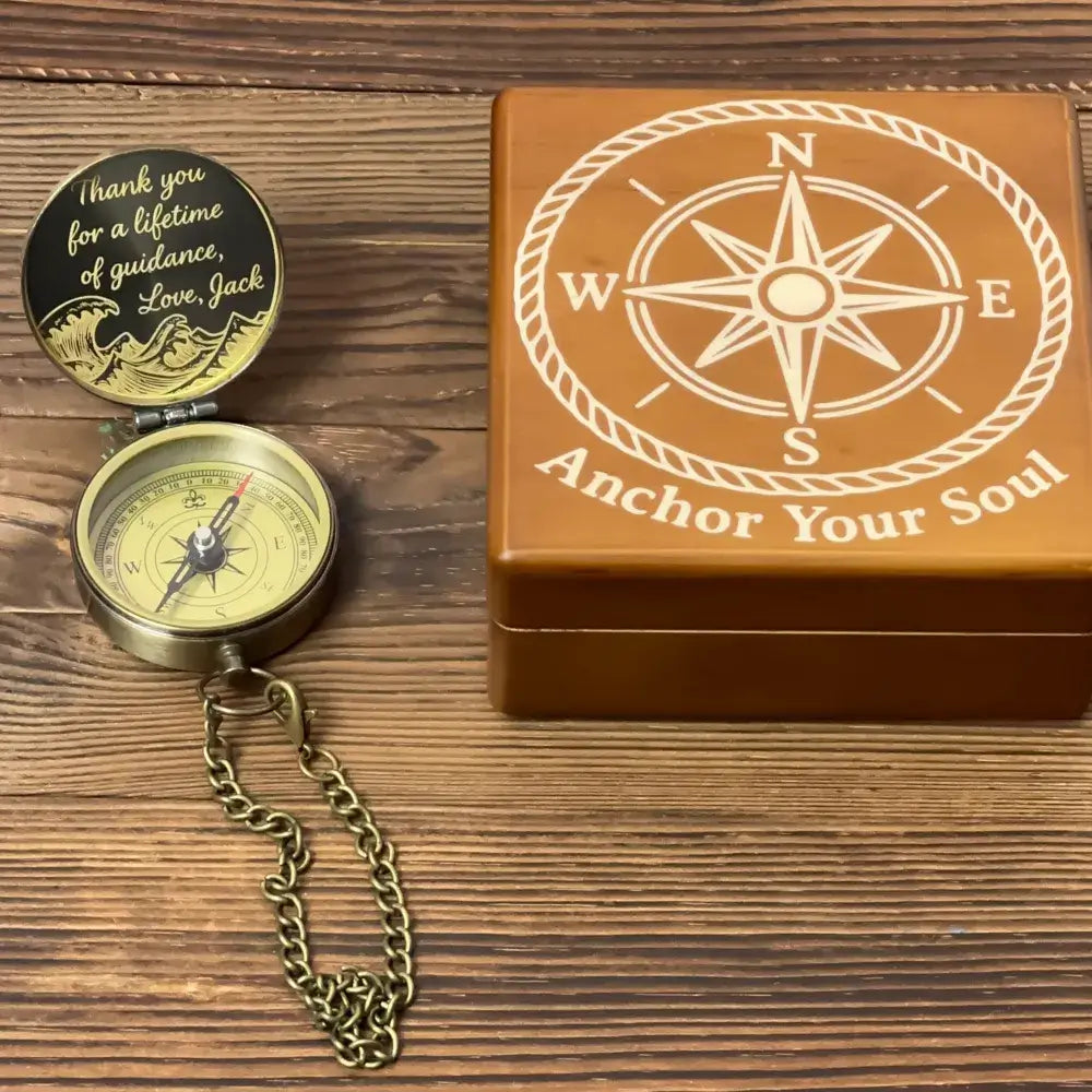 Gift for Dad Personalized Brass Compass Engraved "Thank You for Guidance" – Father's Day Gift from Son or Daughter, Mentor Keepsake