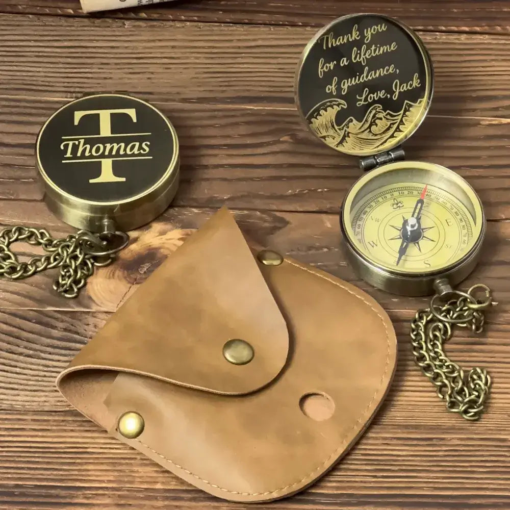 Gift for Dad Personalized Brass Compass Engraved "Thank You for Guidance" – Father's Day Gift from Son or Daughter, Mentor Keepsake