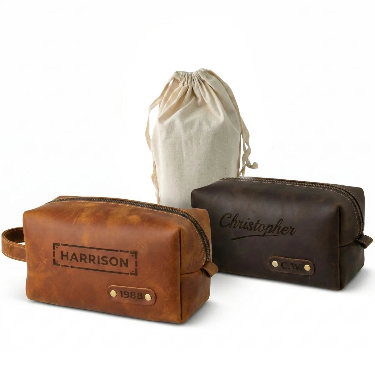 Personalized Men's Leather Dopp Kit – Monogrammed Toiletry Bag